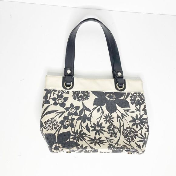 SPARTINA 449 Privateer Day Leather TOTE black white floral leather - Picture 2 of 7